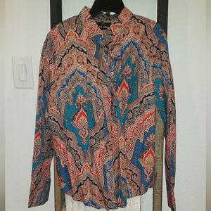 NWT J.Crew Slim Perfect Button Down Shirt in Ratti Mediterranean Paisley Sz 14.